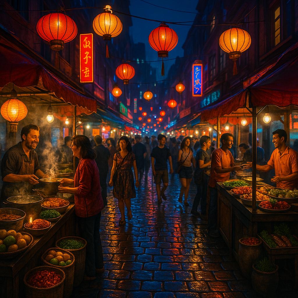Vibrant Streets of Night Bazaar