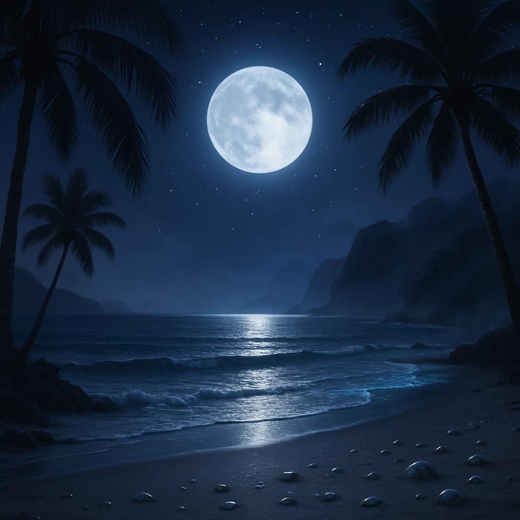 Lunar Reflection on Serene Shores